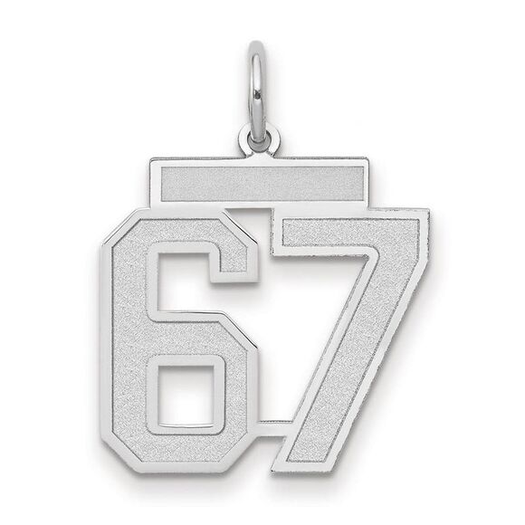 14k White Gold, Jersey Collection, Medium Number 67 Pendant - Picture 1 of 3